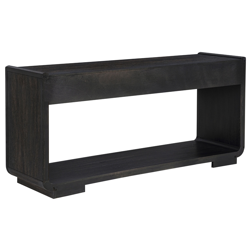 Coaster Leandro Rectangular Wood Sofa Console Table in Burnished Black