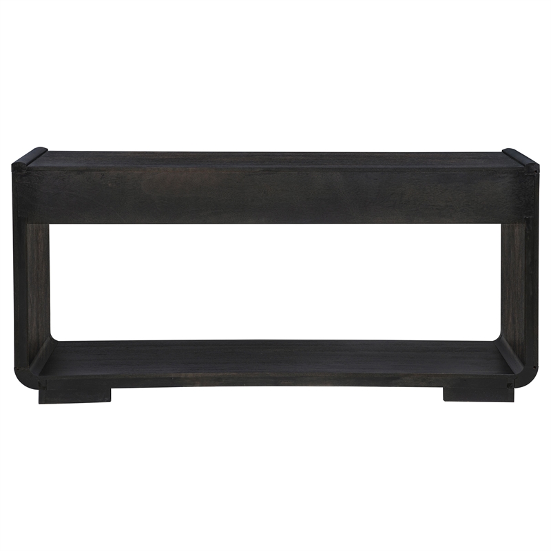 Coaster Leandro Rectangular Wood Sofa Console Table in Burnished Black