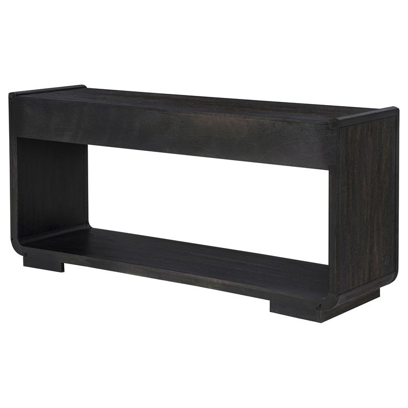 Coaster Leandro Rectangular Wood Sofa Console Table in Burnished Black