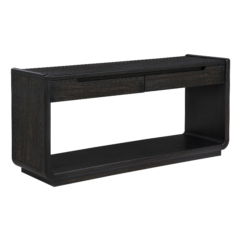 Coaster Leandro Rectangular Wood Sofa Console Table in Burnished Black