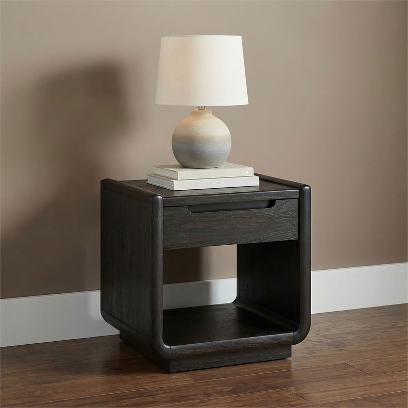 Coaster Leandro Rectangular Wood Occasional Side End Table in Burnished Black