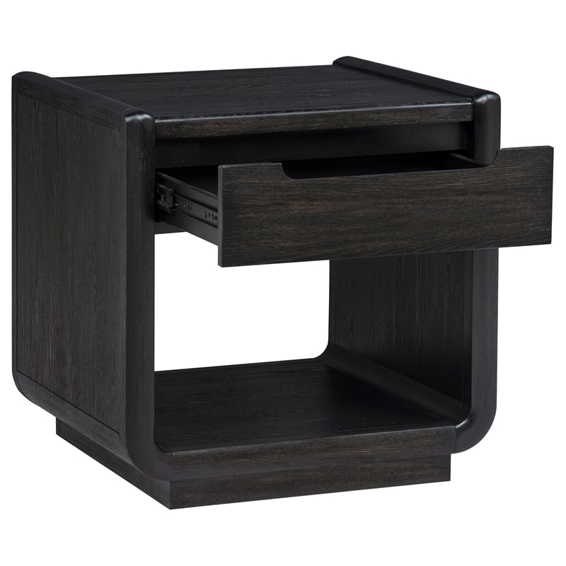 Coaster Leandro Rectangular Wood Occasional Side End Table in Burnished Black