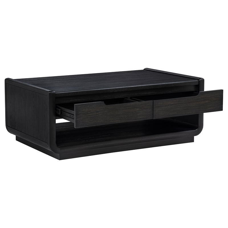 Coaster Leandro Rectangular Wood Cocktail Coffee Table in Burnished Black