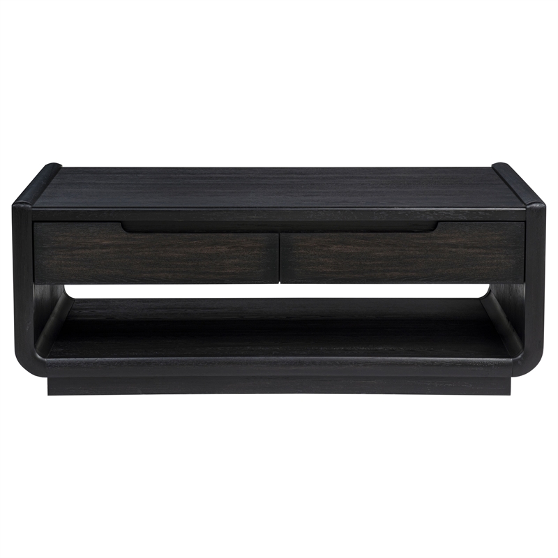 Coaster Leandro Rectangular Wood Cocktail Coffee Table in Burnished Black