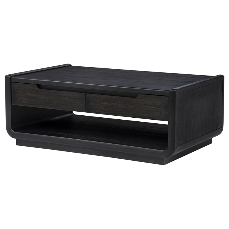 Coaster Leandro Rectangular Wood Cocktail Coffee Table in Burnished Black