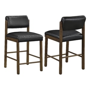 Coaster Kehoe 25&quot Upholstered Wood Counter Height Chair in Black/Walnut