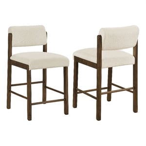 Coaster Kehoe 25&quot Upholstered Wood Counter Chair in Cream/Walnut