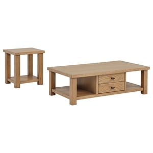 Coaster Beasley 2-Piece Wood Coffee Table Set with Drawers in Golden Oak