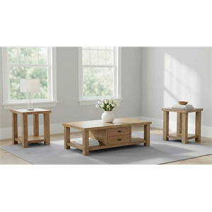Coaster Beasley 3-Piece Wood Coffee Table Set with Drawers in Golden Oak