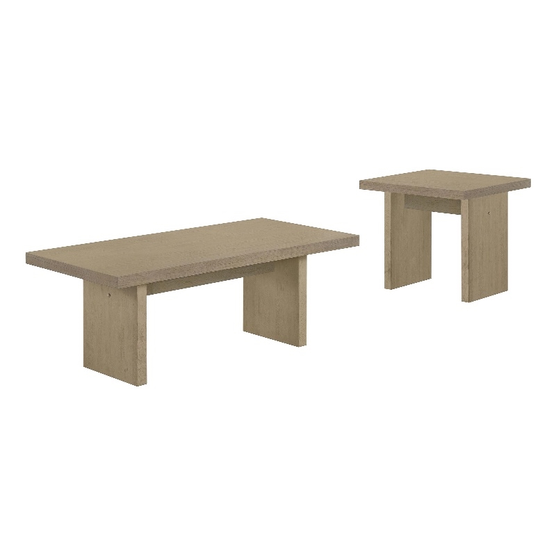 Coaster Decker 2-Piece Transitional Wood Coffee and End Table Set in Natural Oak