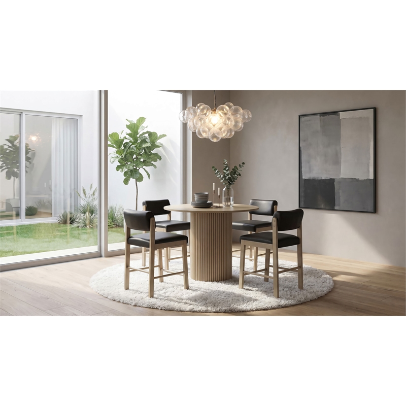 Coaster Hamlyn 5-Piece Wood and Faux Leather Counter Height Dining Set in Oak