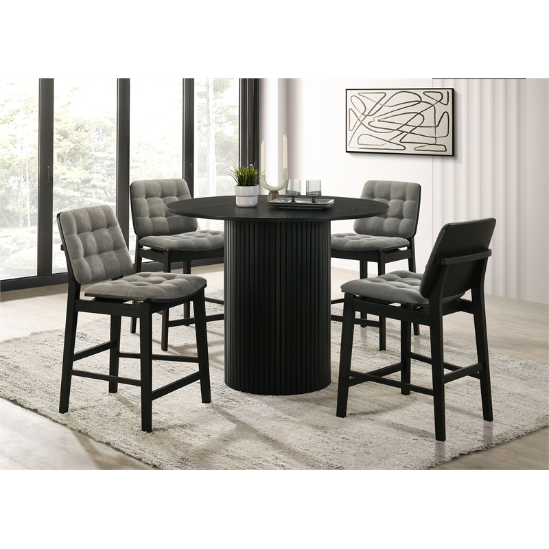 Coaster Hamlyn 5-Piece Velvet and Wood Counter Height Dining Set in Gray/Black