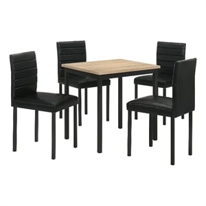 Coaster Garza 5-Piece 29.5&quot Faux Leather and Metal Dining Table Set in Oak/Black