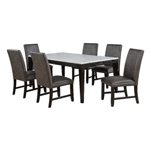 Coaster Averill 7-Piece Wood and Faux Leather Dining Set in Gray/Coffee Bean
