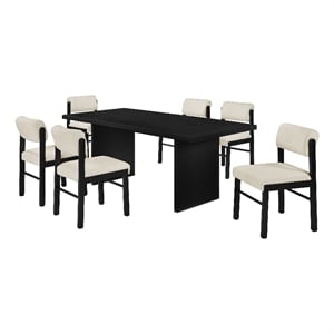 Coaster Decker 7-Piece 82-Inch Fabric and Wood Dining Set in Cream/Black