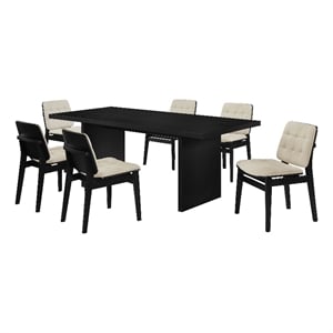 Coaster Decker 7-Piece 82&quot Wood and Velvet Dining Set in Cream/Black