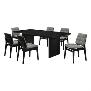 Coaster Decker 7-Piece 82-Inch Wood and Velvet Dining Set in Gray/Black