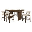 Coaster Decker 7-Piece Fabric and Wood Counter Dining Set in Cream/Walnut