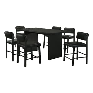 Coaster Decker 7-Piece Wood and Faux Leather Counter Dining Set in Black