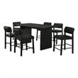 Coaster Decker 7-Piece Wood and Faux Leather Counter Dining Set in Black