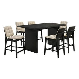 Coaster Decker 7-Piece Wood and Velvet Counter Dining Set in Cream/Black
