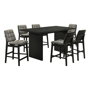 Coaster Decker 7-Piece Wood and Fabric Counter Dining Set in Black/Gray