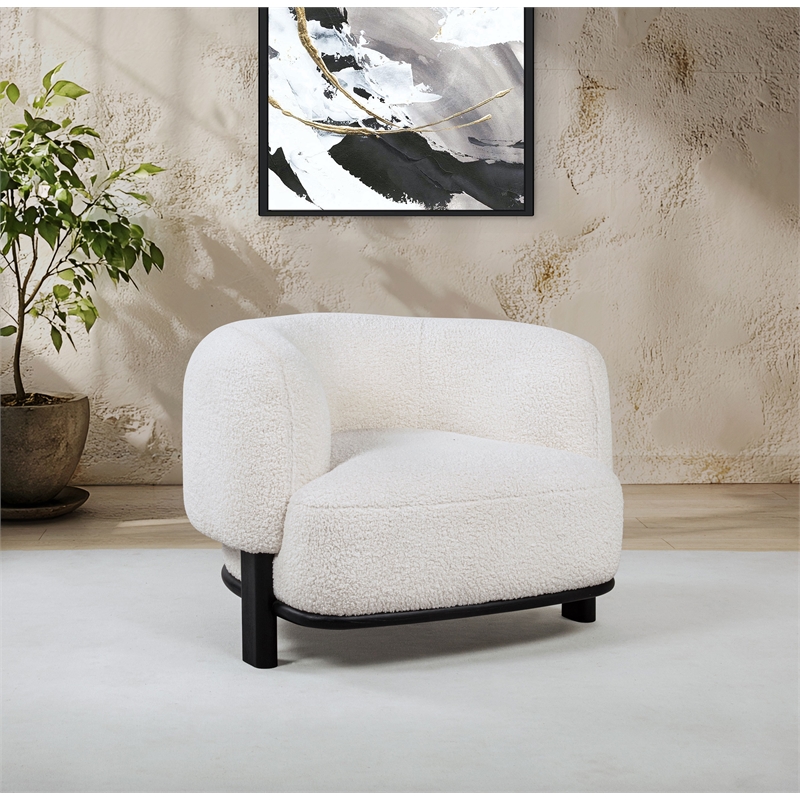 Coaster Lawler Fabric Upholstered Barrel Back Accent Chair in Ivory/Black