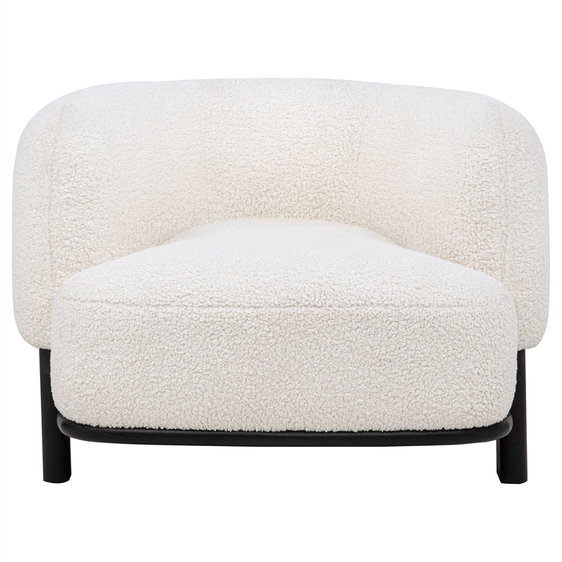 Coaster Lawler Fabric Upholstered Barrel Back Accent Chair in Ivory/Black