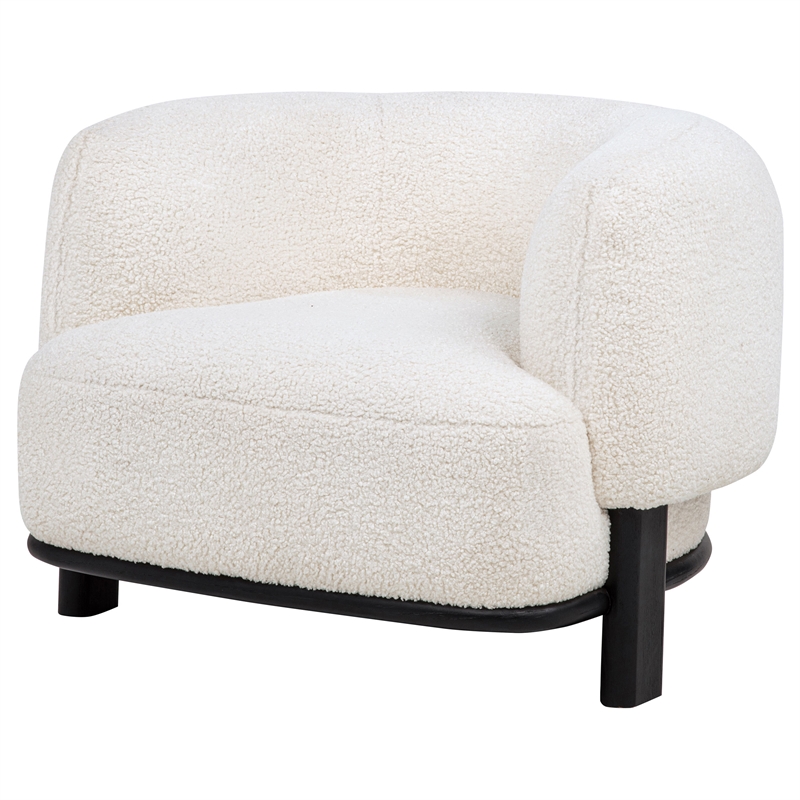 Coaster Lawler Fabric Upholstered Barrel Back Accent Chair in Ivory/Black