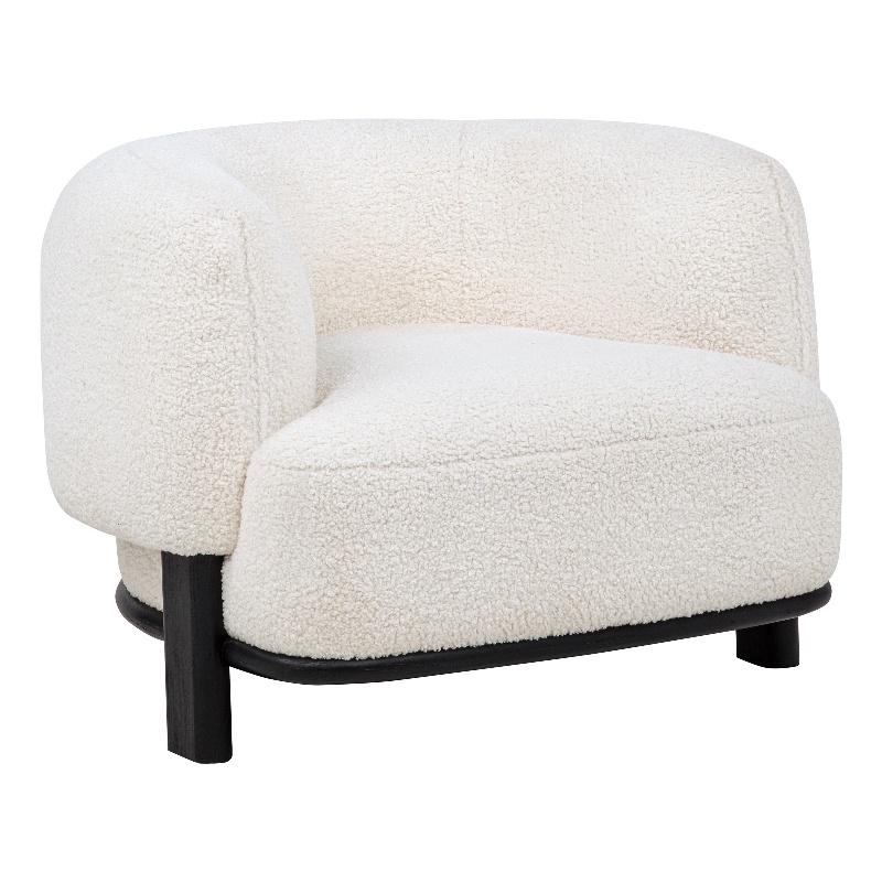 Coaster Lawler Fabric Upholstered Barrel Back Accent Chair in Ivory/Black