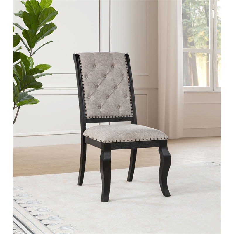 Coaster Phelps 19.5'' Fabric Dining Side Chair in Tan/Distressed Noir