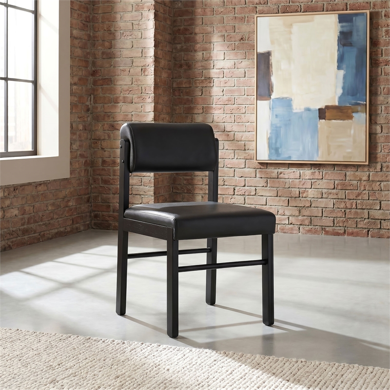 Coaster Kehoe 19'' Wood and Faux Leather Dining Side Chair in Black