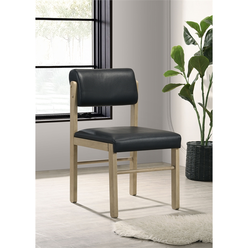 Coaster Kehoe 19'' Wood and Faux Leather Dining Side Chair in Natural Oak/Black