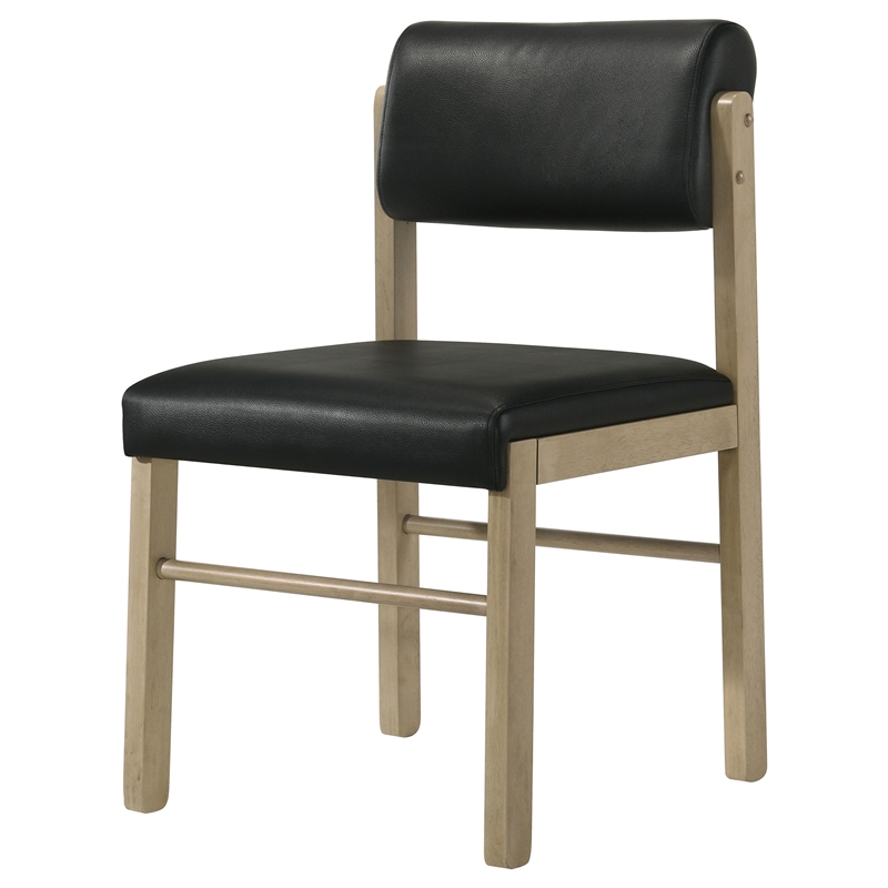 Coaster Kehoe 19'' Wood and Faux Leather Dining Side Chair in Natural Oak/Black