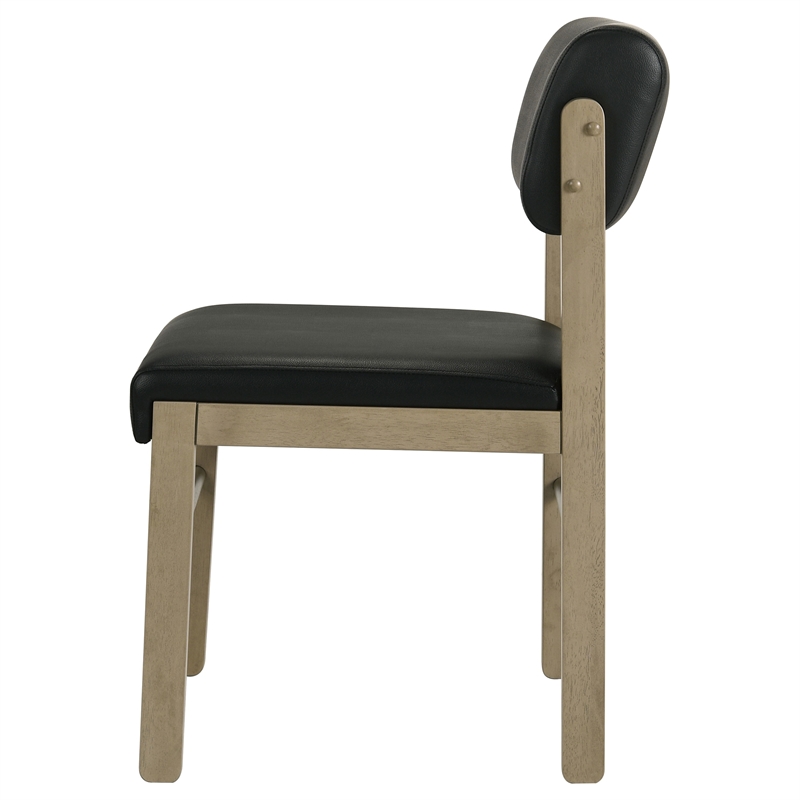 Coaster Kehoe 19'' Wood and Faux Leather Dining Side Chair in Natural Oak/Black