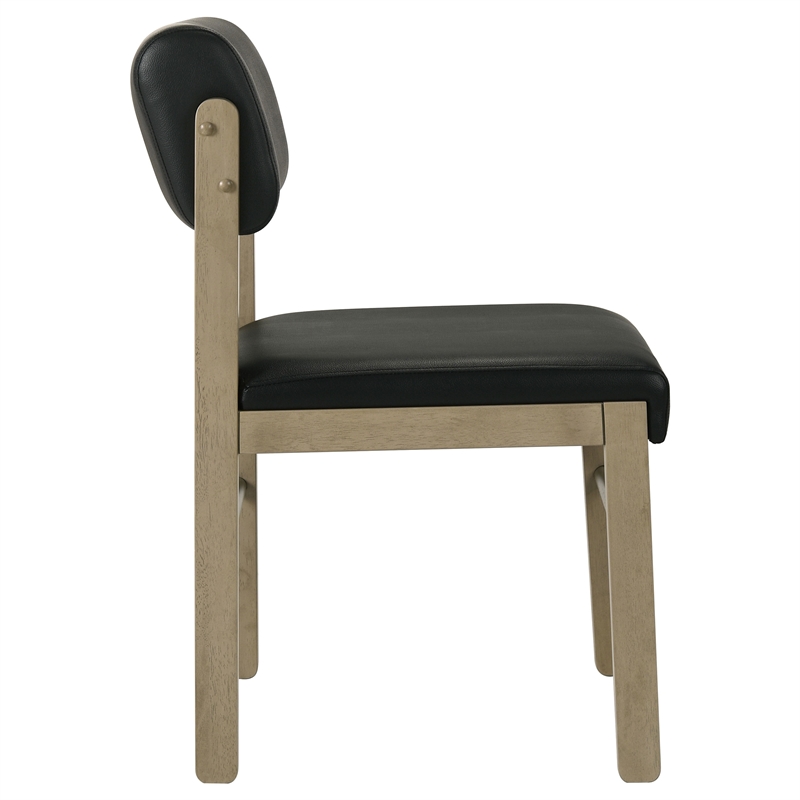 Coaster Kehoe 19'' Wood and Faux Leather Dining Side Chair in Natural Oak/Black