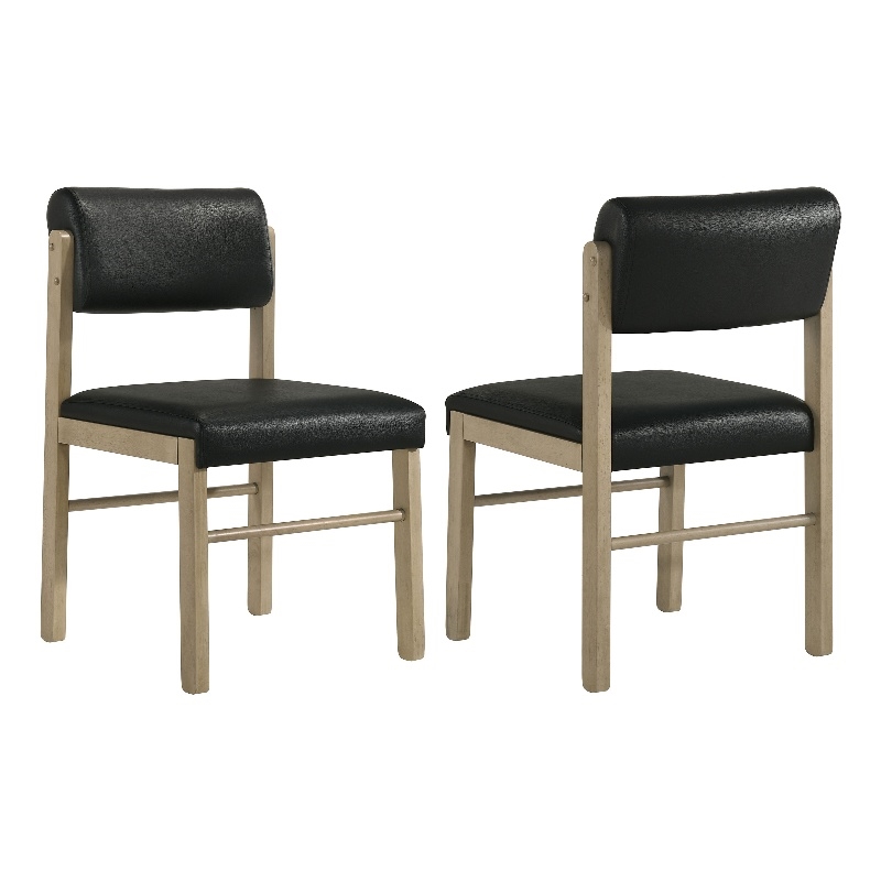 Coaster Kehoe 19'' Wood and Faux Leather Dining Side Chair in Natural Oak/Black