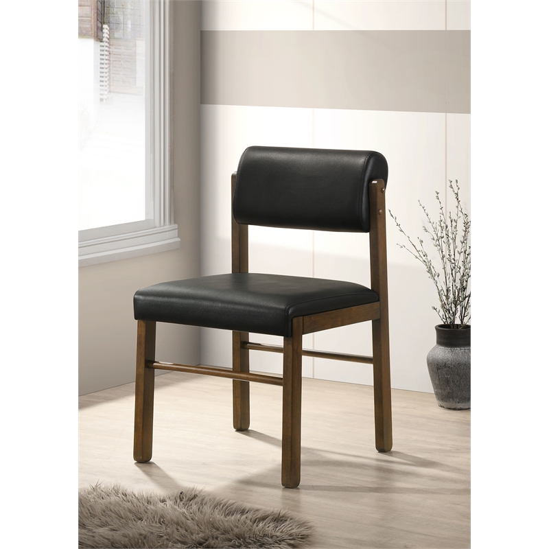 Coaster Kehoe 19'' Wood and Faux Leather Dining Side Chair in Walnut/Black