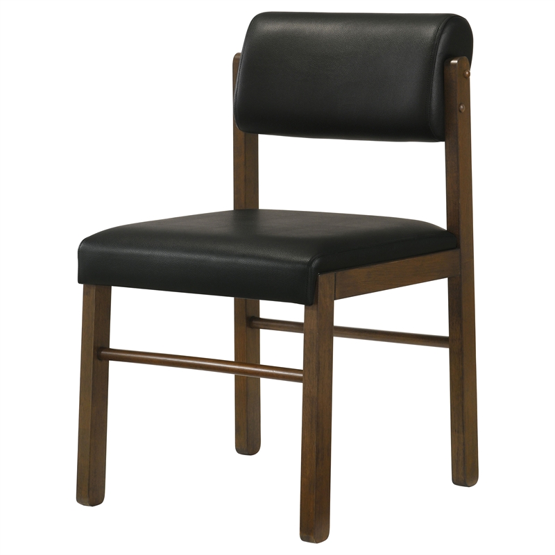 Coaster Kehoe 19'' Wood and Faux Leather Dining Side Chair in Walnut/Black