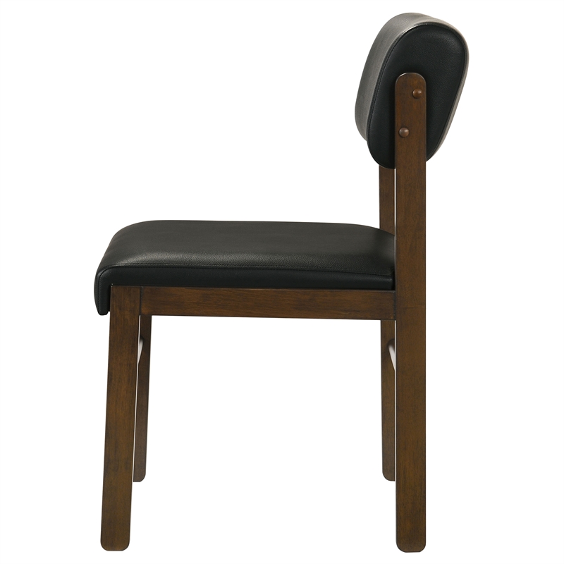 Coaster Kehoe 19'' Wood and Faux Leather Dining Side Chair in Walnut/Black