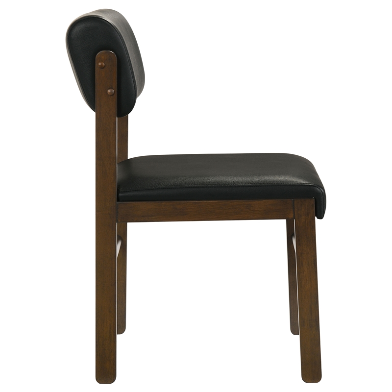 Coaster Kehoe 19'' Wood and Faux Leather Dining Side Chair in Walnut/Black
