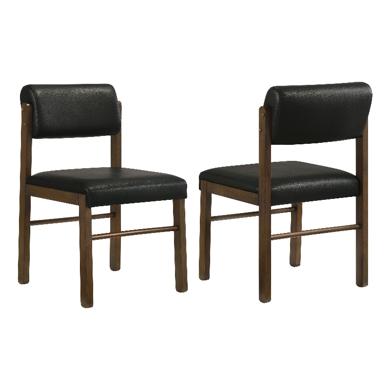 Coaster Kehoe 19'' Wood and Faux Leather Dining Side Chair in Walnut/Black