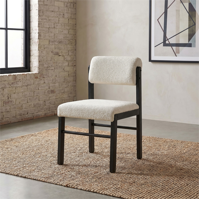 Coaster Kehoe 19'' Wood and Fabric Dining Side Chair in Black/Cream