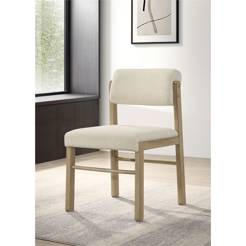 Coaster Kehoe 19'' Wood and Fabric Dining Side Chair in Natural Oak/Cream