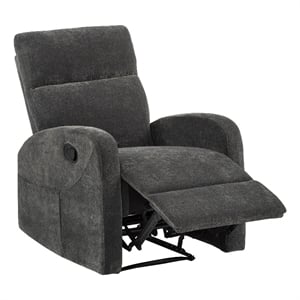Coaster Hamilton Transitional Chenille Manual Glider Recliner in Charcoal Gray
