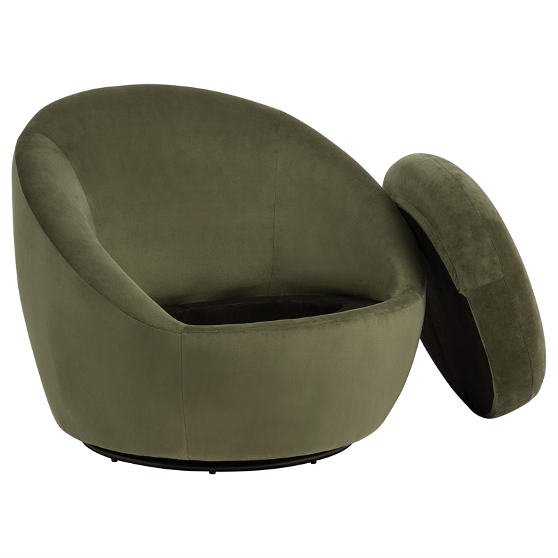 Coaster Myernick Contemporary Velvet Upholstered Swivel Accent Chair in Olive