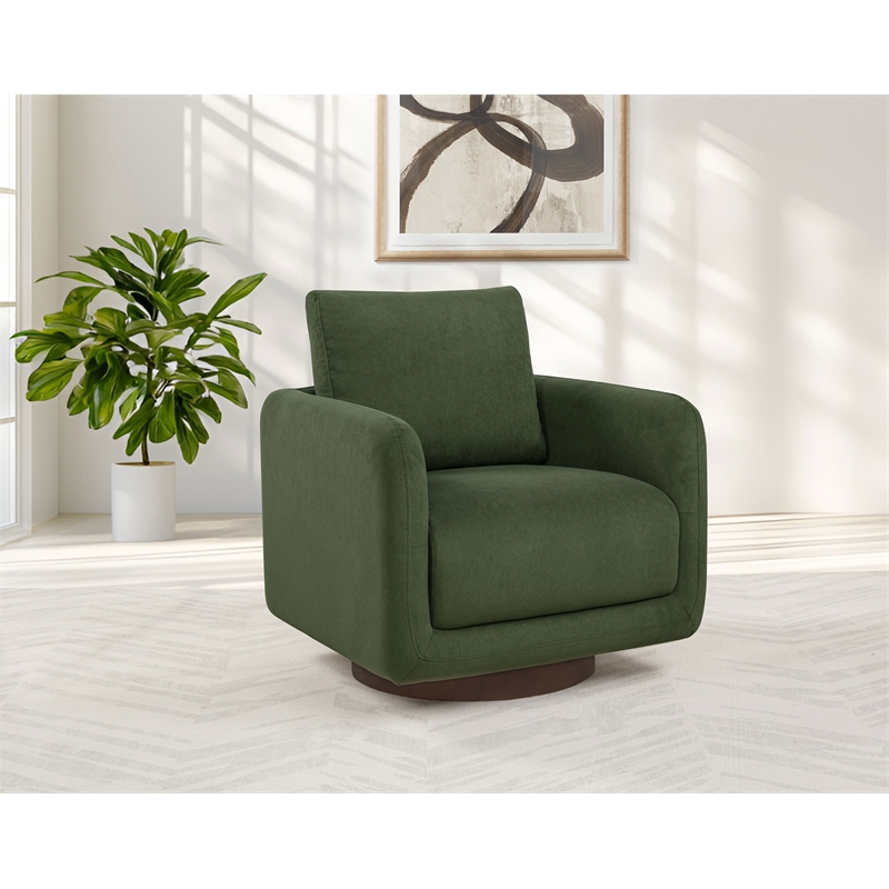 Coaster Iris Contemporary Fabric Upholstered Swivel Accent Chair in Matcha Green