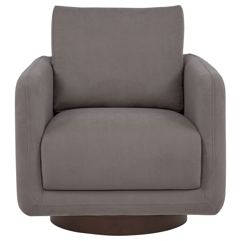Coaster Iris Contemporary Fabric Upholstered Swivel Accent Chair in Stone