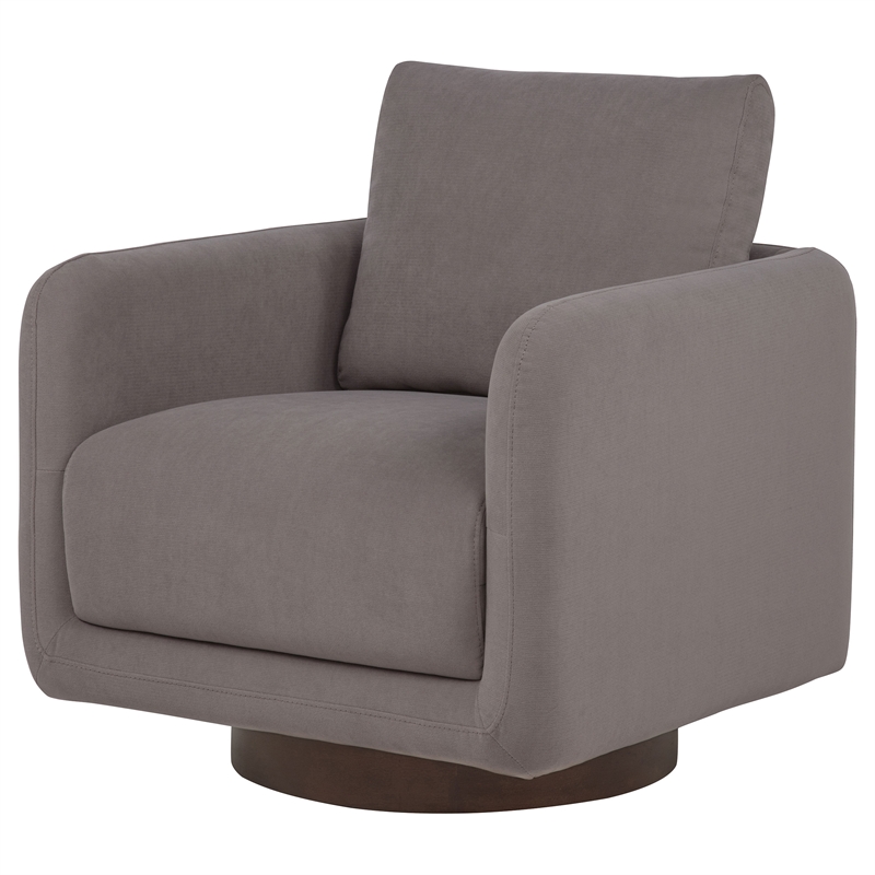 Coaster Iris Contemporary Fabric Upholstered Swivel Accent Chair in Stone