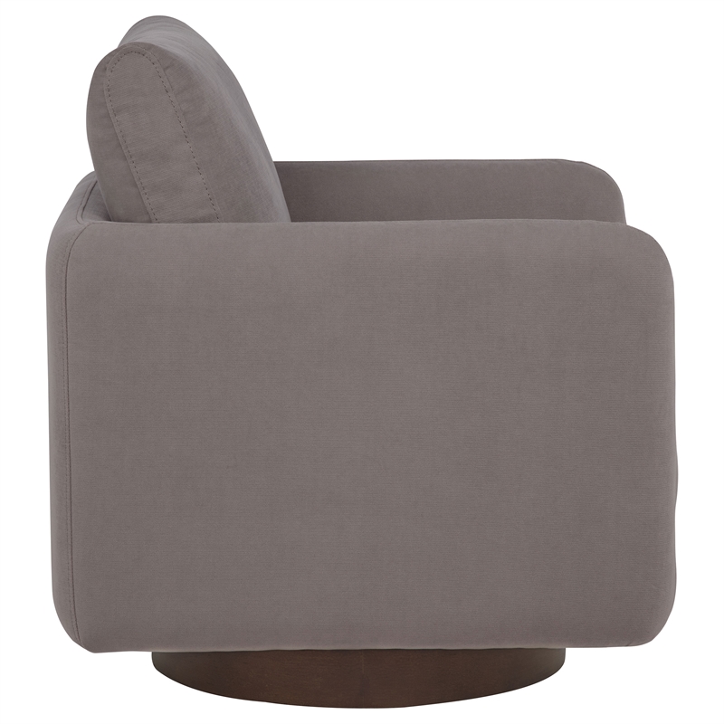 Coaster Iris Contemporary Fabric Upholstered Swivel Accent Chair in Stone
